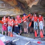 our group - posing at the cave carved into the bank